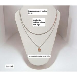 Conjunto LucM38 B. Cadena doble con strass. Colores surtidos.