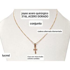 Conjunto LucMD: cadena alternada con dije cruz.