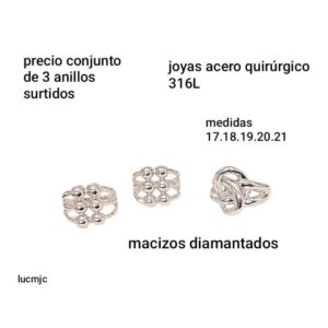 Anillos LucMJC. Conjunto de 3 unidades. Modelos y tamaños surtidos.