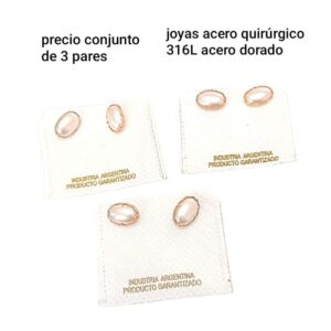 Aros LucMD. Perlas ovales. Conjunto de 3 pares.