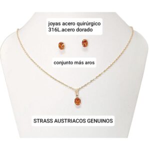 Conjunto LucMD: cadena con dije strass + aros.
