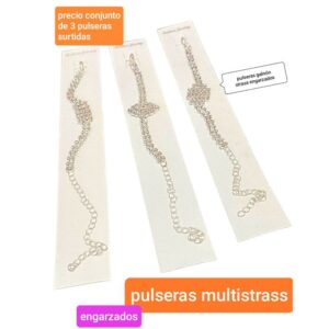 Pulseras multistrass. Conjunto de 3 unidades.