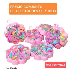 Set LucMD 164614. Estuches con colines y terminales de trenzas. Conjunto de 12 unidades.