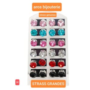 Aros strass color.  Blister completo.