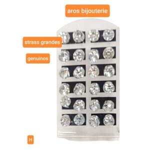 Aros strass transparentes grandes. Blister completo.