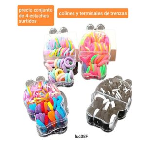 Estuches con colitas y  terminales de trenzas LucM 08F. Conjunto de 4 unidades.