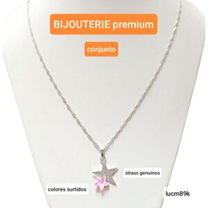 Conjunto LucM 89K. Cadena con dije estrella. Colores surtidos.