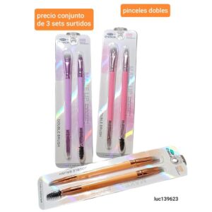 Pinceles dobles para maquillaje LucMD 139623. Conjunto de 3 sets.