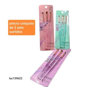 Set de pinceles para maquillaje LucMD 139622. Conjunto de 3 blisters.