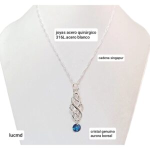 Conjunto LucMD: cadena singapur con dije + cristal.