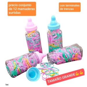 Mamaderas con terminales de trenzas. Conjunto de 12 unidades.