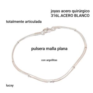 Pulsera malla plana con argollitas.