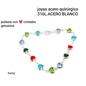 Pulsera con corazones cristal.