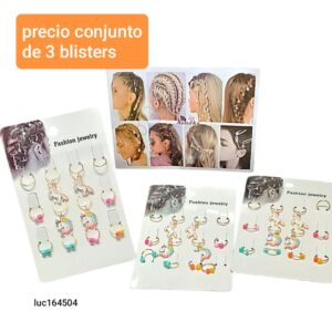 Accesorios para trenzas LucMD 164504. Conjunto de 3 blisters