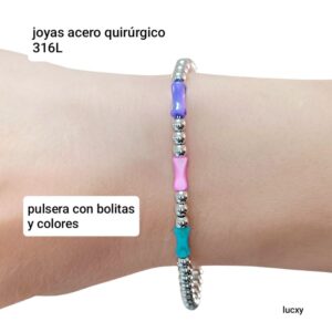 Pulsera LucXY bolitas y canutillos color.