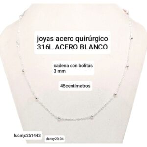 Cadena LucKY 20.04. Con bolitas x 45cm + 5cm de alargue.