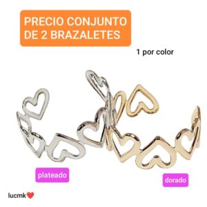 Brazaletes LucMK con corazones calados. Conjunto de 2 unidades.