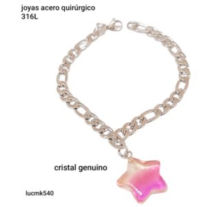 Pulsera LucK 540. Cadena alternada con dije estrella cristal.