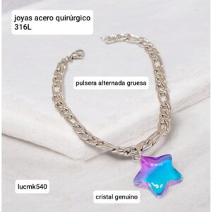 Pulsera LucK 540. Cadena alternada con dije estrella cristal.