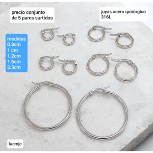 Aros LucMJC. Argollas tamaños surtidos. Conjunto de 5 pares.