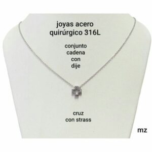 Conjunto MZ: cadena con dije cruz calada con strass.