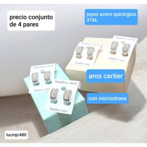 Aros LucMJC 480. Cartier con strass. Conjunto de 4 pares.