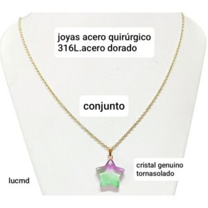 Conjunto LucMD: cadena con dije estrella tornasolada.