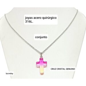 Conjunto LucMD: cadena con cruz cristal tornasolado.