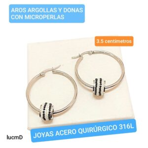 Aros LucMD. Argollas con donas microperlas.