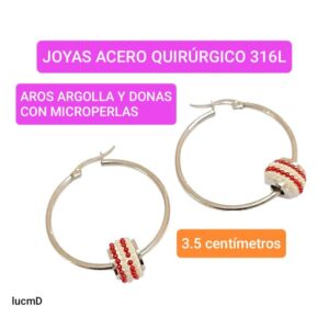 Aros LucMD. Argollas con donas microperlas.